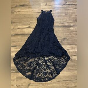 Junior Girl’s Navy Blue Dress | Lace | High Low Hem